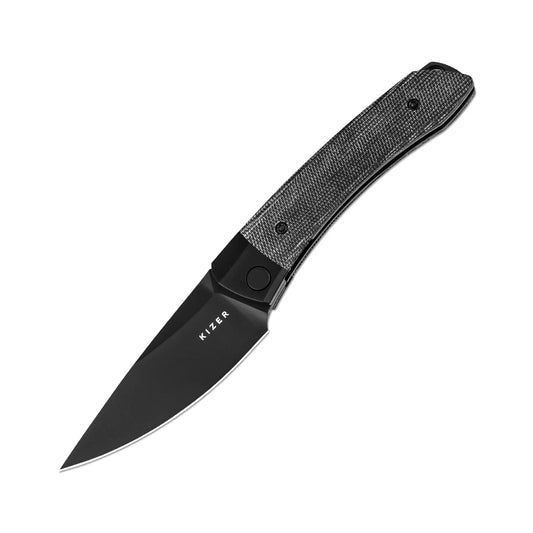 Kizer Mini Momo 3.2" 154CM Black Aluminium Micarta Folding Knife V3663C2