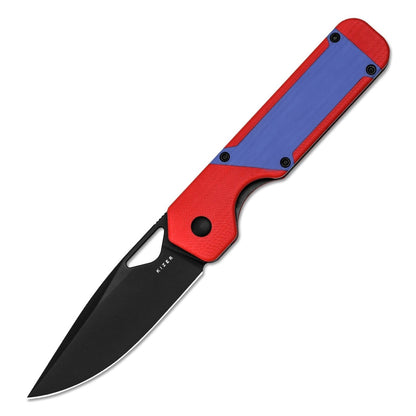 Kizer Militaw 3.36" Nitro-V Red / Blue G10 Folding Knife V3634A2