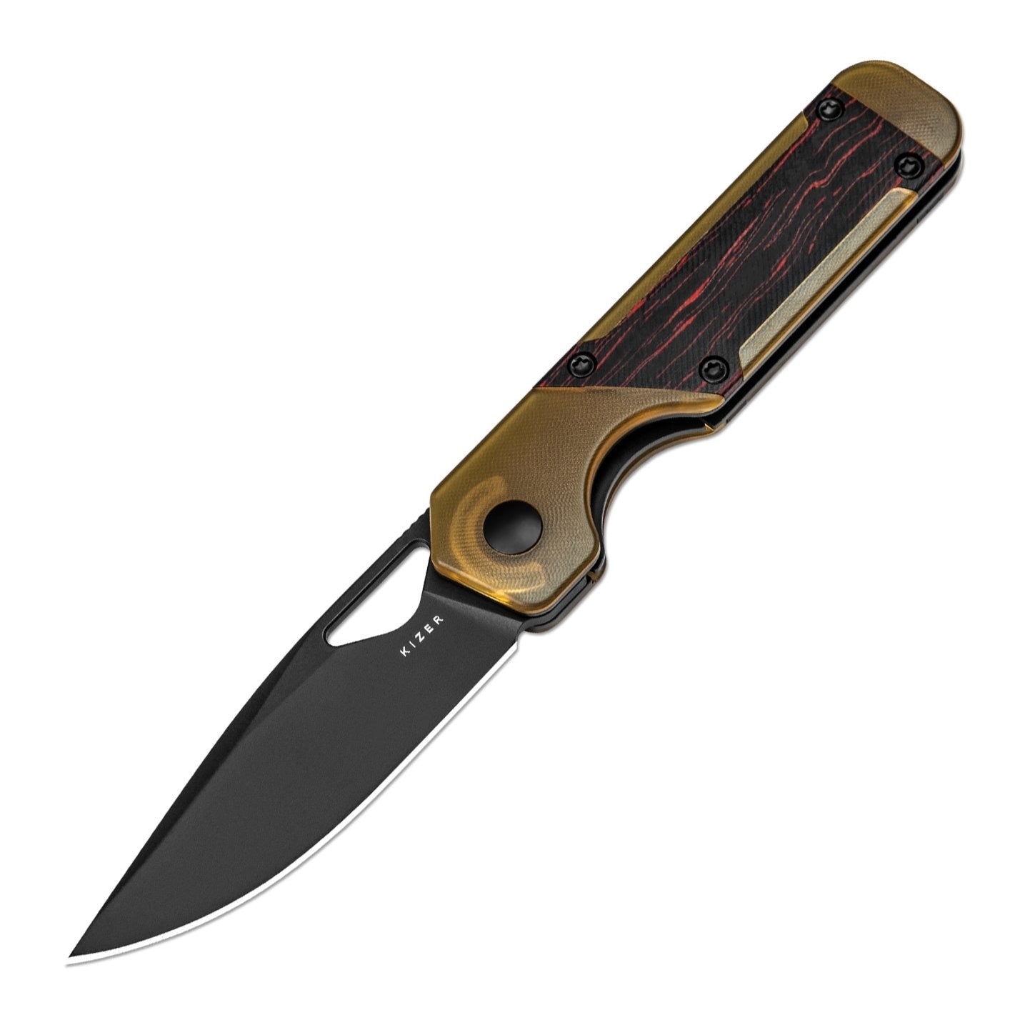 Kizer Mini Militaw 2.82" Nitro-V Ultem PEI Red/Black G10 Folding Knife V3634SA1