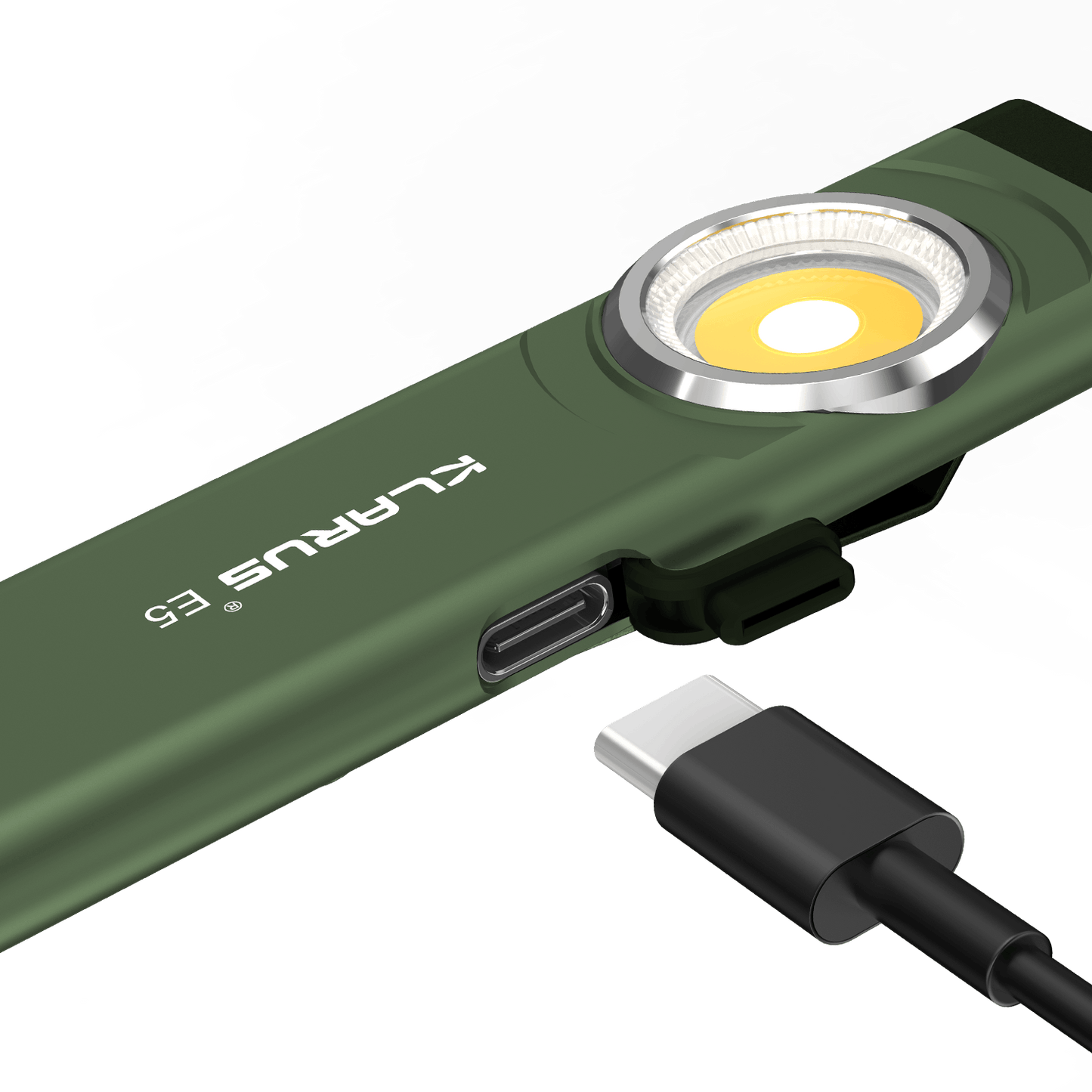 Klarus E5 470LM Green Compact Magnetic USB-C Fast Charging Dual COB LED Flashlight