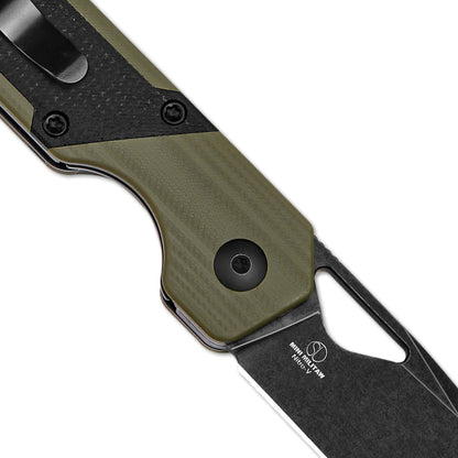 Kizer Mini Militaw 2.82" Nitro-V Green G10 Black Micarta Folding Knife V3634SA5