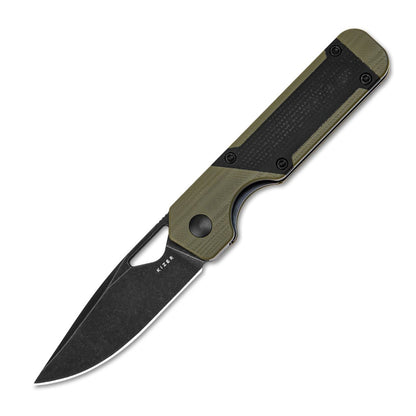 Kizer Mini Militaw 2.82" Nitro-V Green G10 Black Micarta Folding Knife V3634SA5