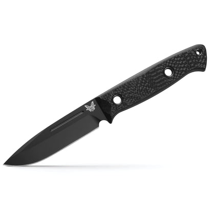 Benchmade 163BK Sibert Bushcrafter 4.38" CPM-CruWear Black Cerakote Fixed Blade Knife with Carbon Fiber Handles