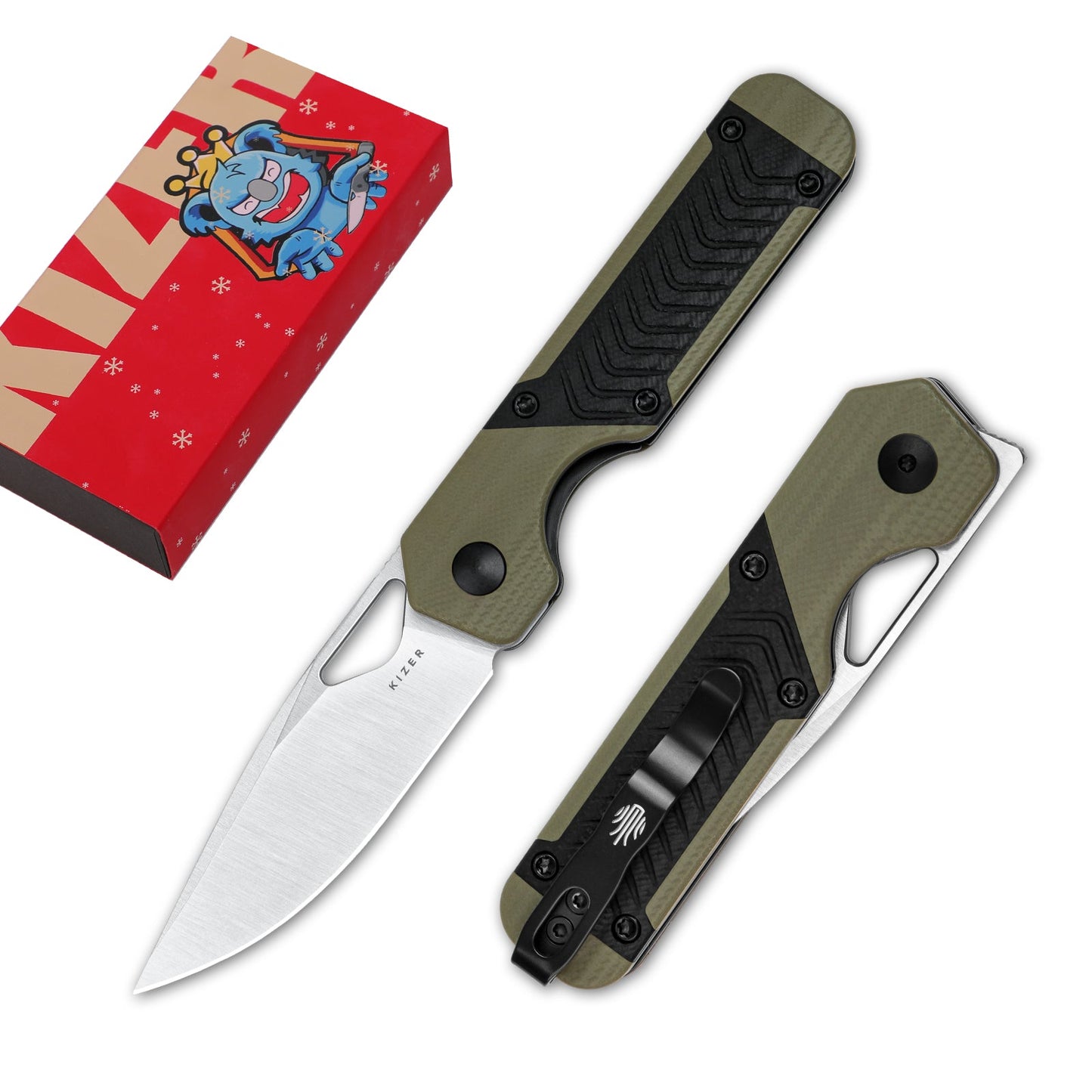 Kizer Mini Militaw 2.82" Nitro-V Green/Black G10 Folding Knife V3634SA6