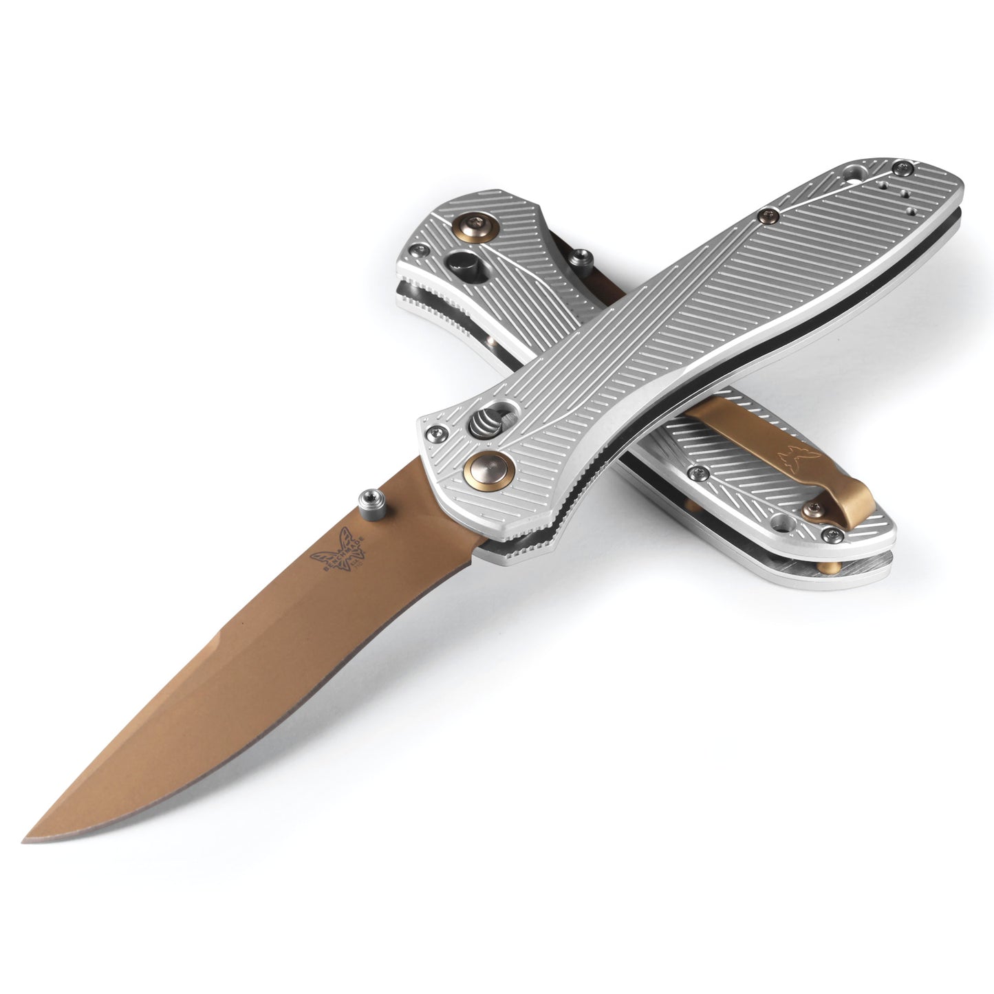 Benchmade 710FE-24 McHenry & Williams 4" CPM-S90V Flat Earth Gray Aluminium Folding Knife