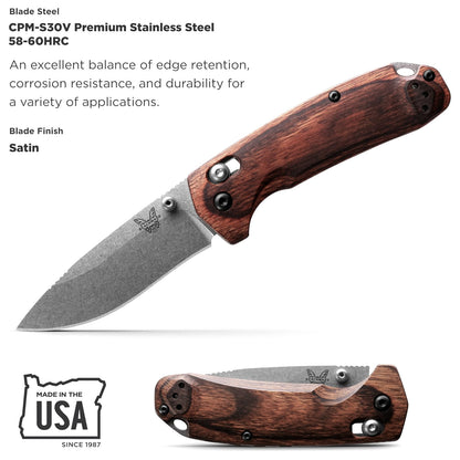 Benchmade 15031-2 North Fork 2.97" CPM-S30V Folding Knife with Stabilized Dymondwood Handle