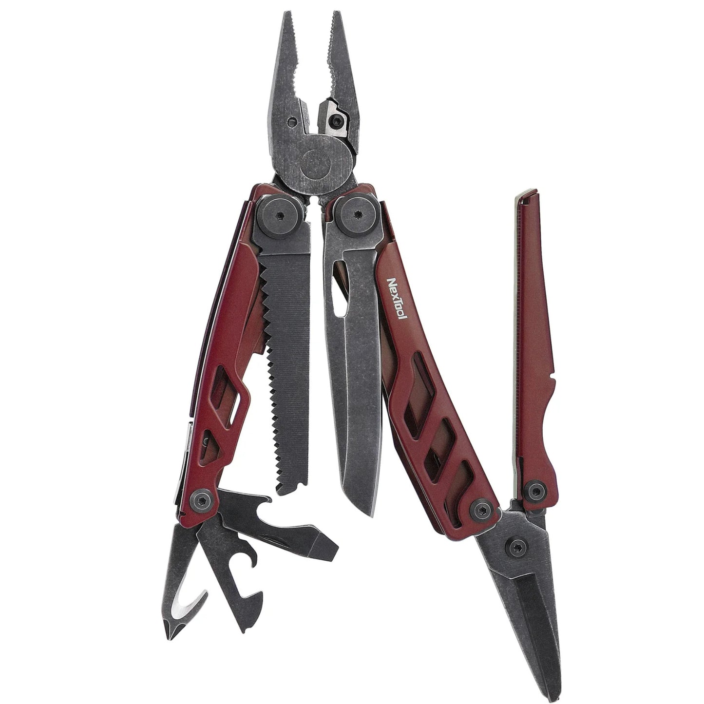 NexTool Flagship Pro Red / Black Stonewashed Multi-Tool 16 Functions with Nylon Pouch