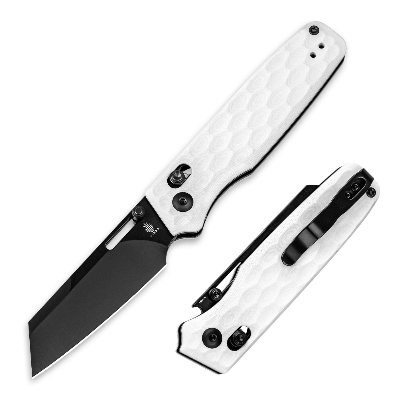 Kizer Task Clutch-Lock 3.04" Nitro-V White G10 Folding Knife V3641A1