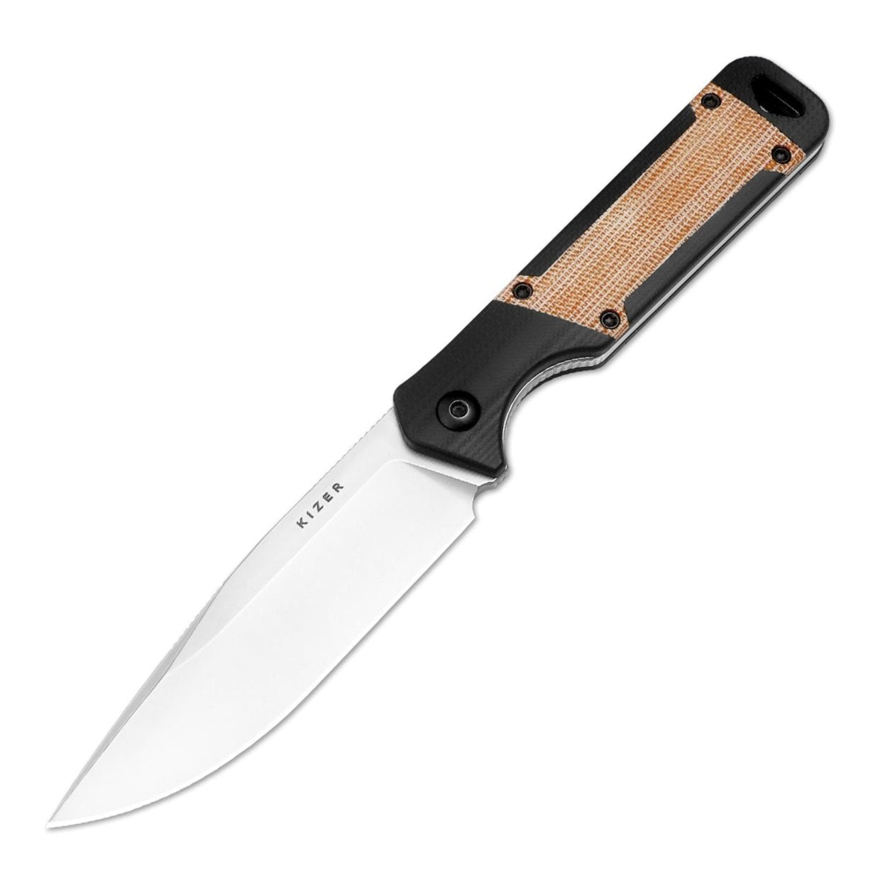 Kizer Militaw Fixed Blade 3.85" Nitro-V G10 Natural Canvas Micarta Knife 1067A2