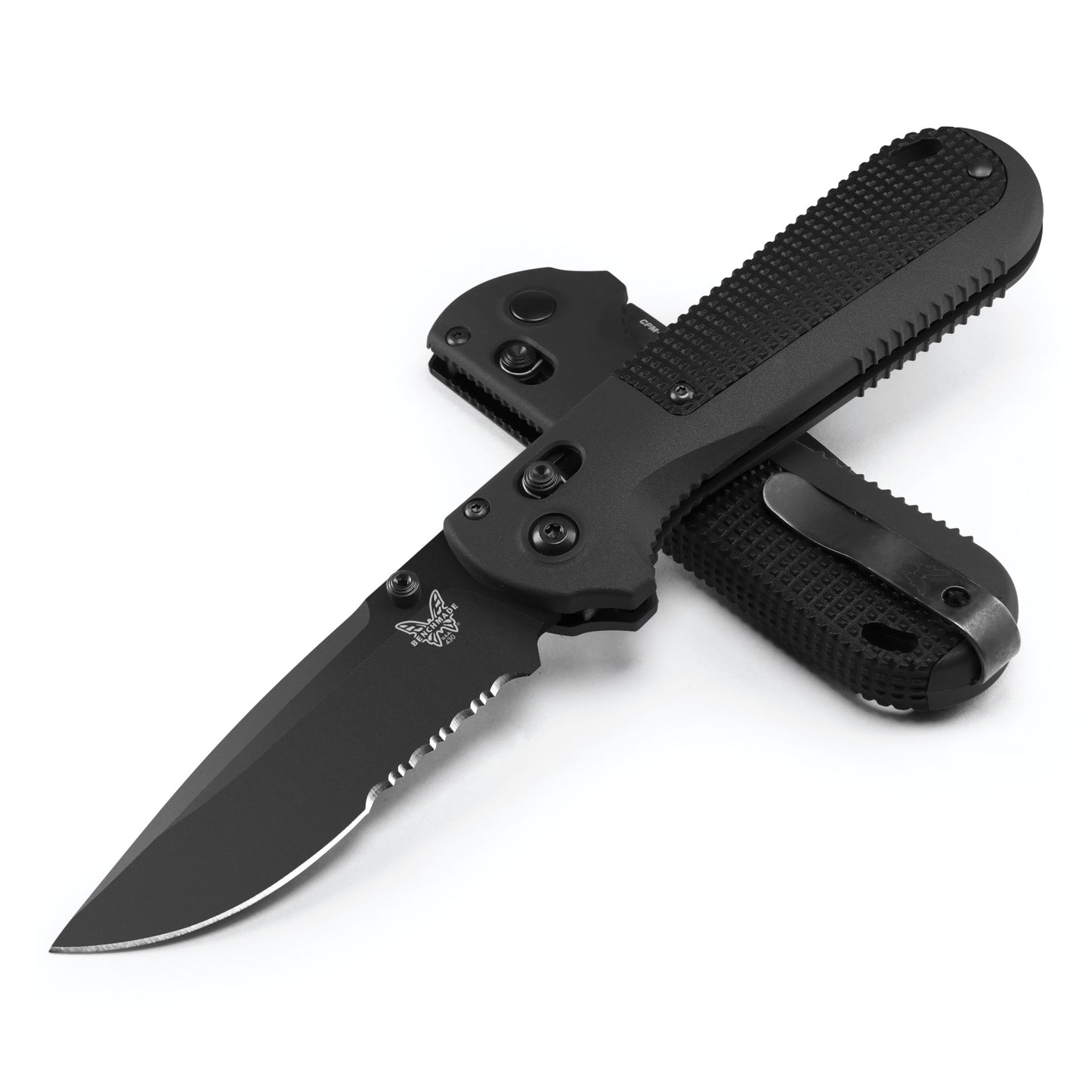 Benchmade 430SBK-02 Redoubt Serrated 3.55" CPM-D2 Cerakote Black Grivory Folding Knife