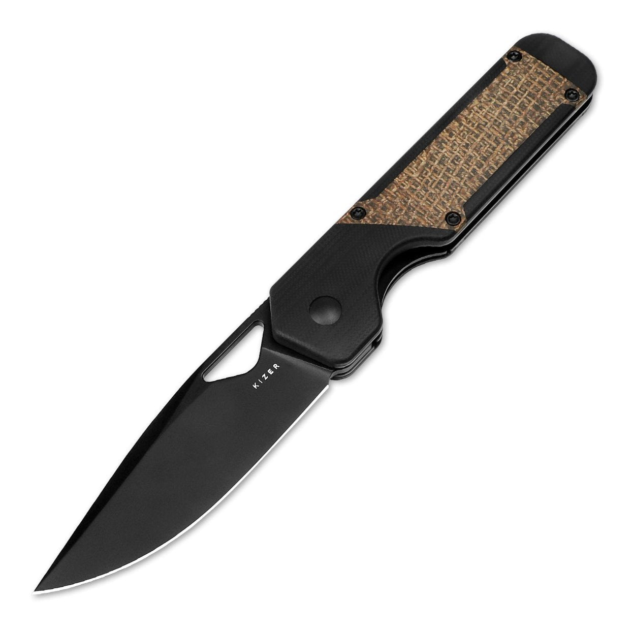 Kizer Militaw 3.36" Nitro-V G10 Burlap Micarta Folding Knife V3634A1