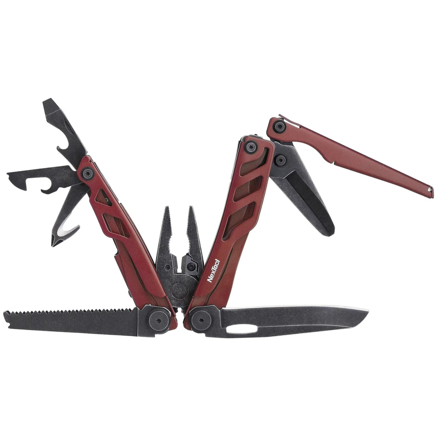 NexTool Flagship Pro Red / Black Stonewashed Multi-Tool 16 Functions with Nylon Pouch