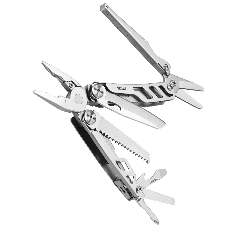 NexTool Flagship Max Sandblasted Silver Multi-Tool 14 Functions with Bit Kit and Nylon Pouch