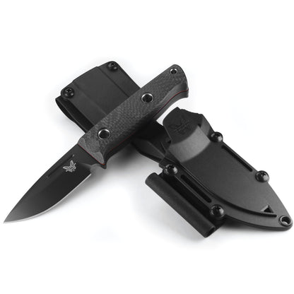 Benchmade 165BK Sibert Mini Bushcrafter 3.38" CPM-CruWear Black Cerakote Fixed Blade Knife with Carbon Fiber Handles