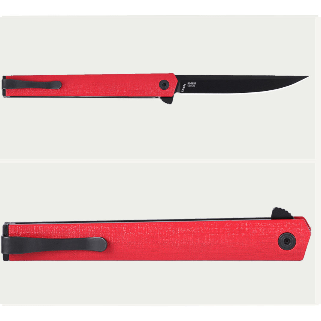 CRKT CEO Flipper Red/Black 3.35" AUS8 IKBS Folding Knife - Richard Rogers Design - 7097RK