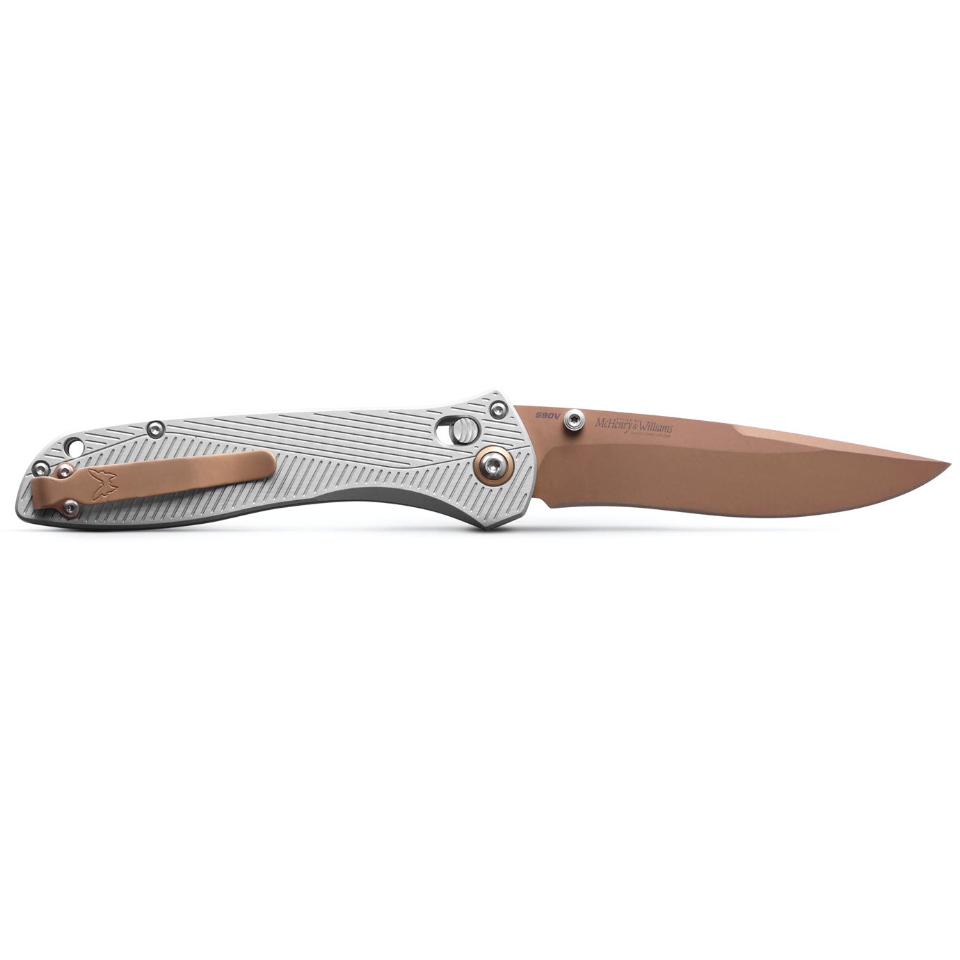 Benchmade 710FE-24 McHenry & Williams 4" CPM-S90V Flat Earth Gray Aluminium Folding Knife