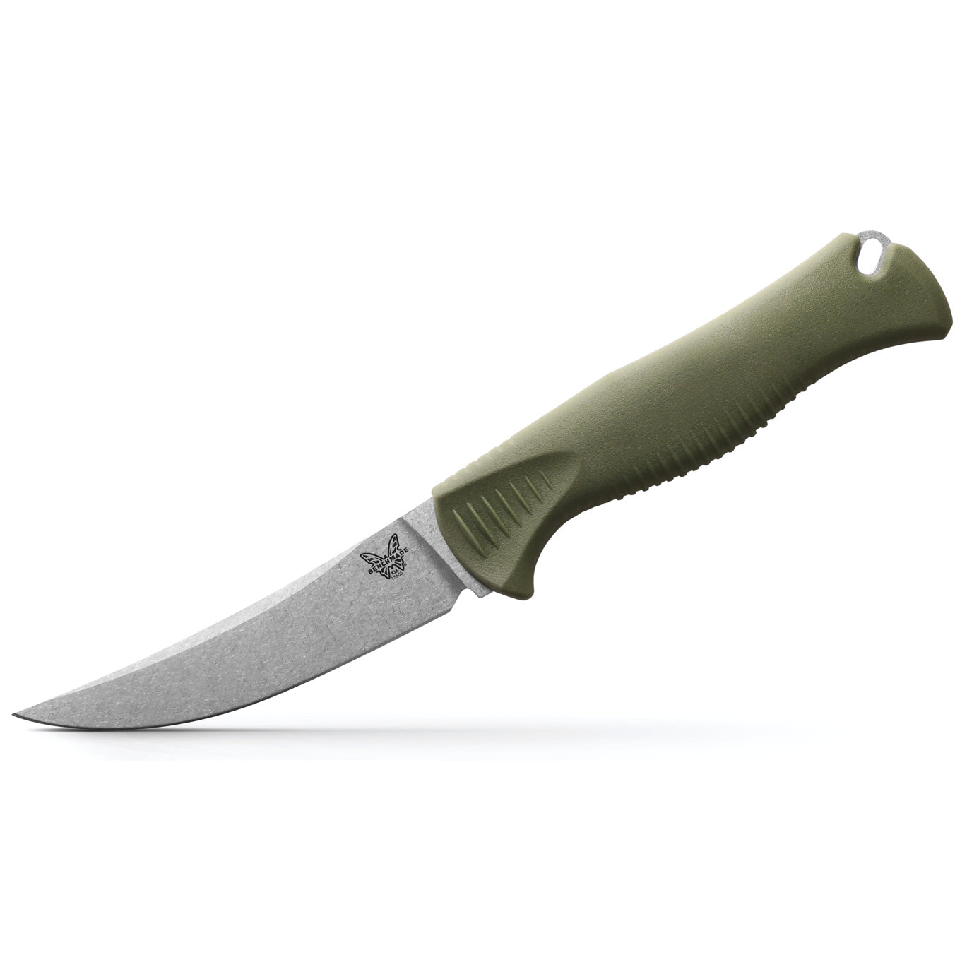 Benchmade 15505 Meatcrafter 4" CPM-154 Dark Olive Fixed Blade Knife with Santoprene Handle and Boltaron Sheath