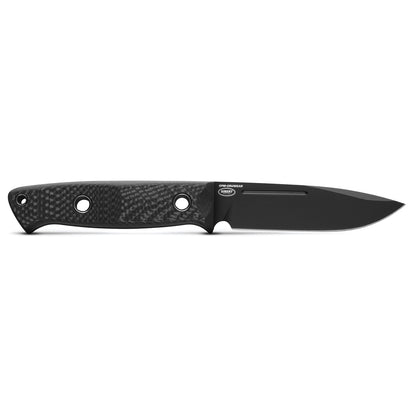 Benchmade 163BK Sibert Bushcrafter 4.38" CPM-CruWear Black Cerakote Fixed Blade Knife with Carbon Fiber Handles