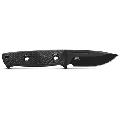 Benchmade 165BK Sibert Mini Bushcrafter 3.38" CPM-CruWear Black Cerakote Fixed Blade Knife with Carbon Fiber Handles