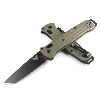 Benchmade 537BK-06 Bailout 3.38" CPM-S30V Cerakote Tanto Folding Knife with Ranger Green Grivory Handle