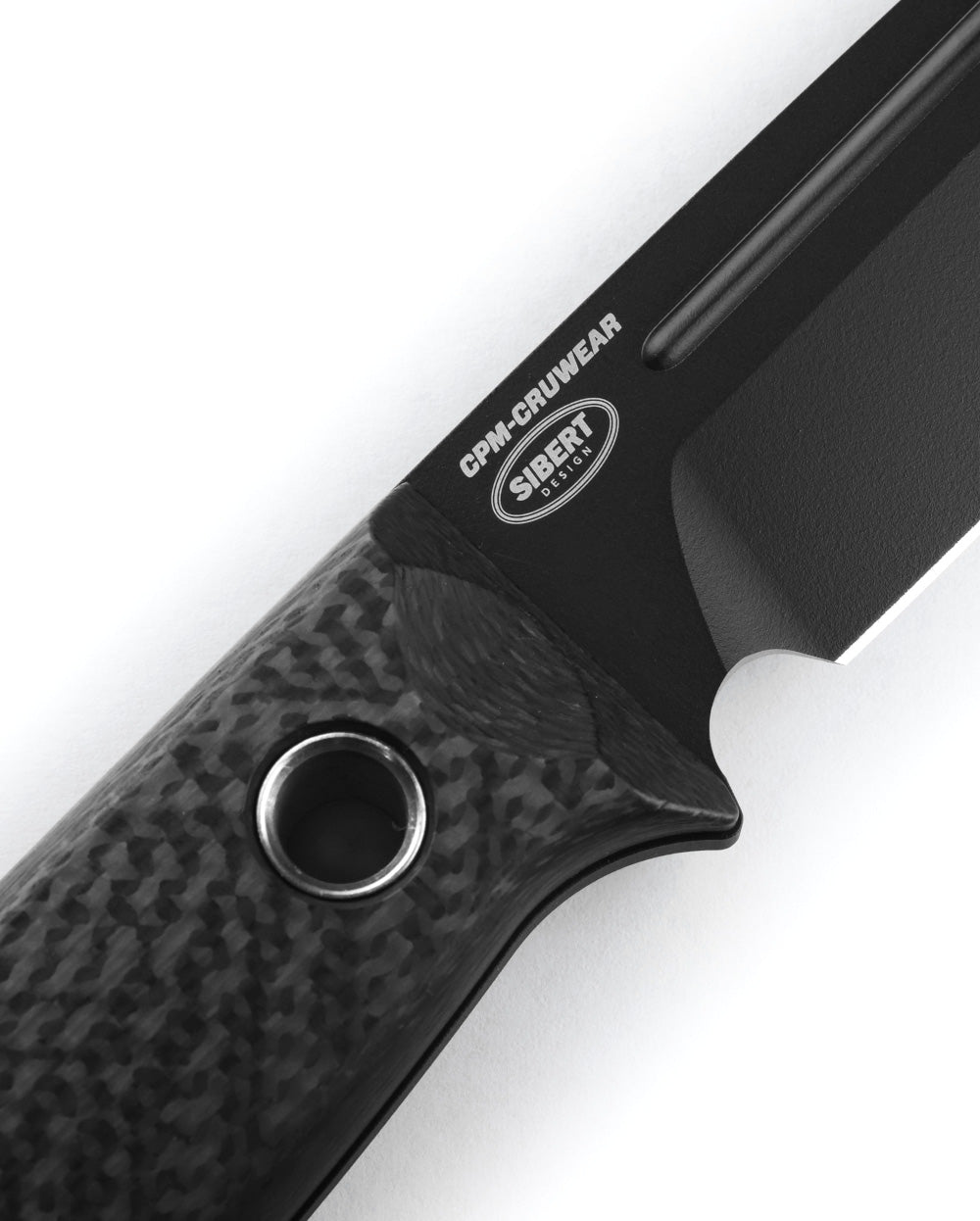 Benchmade 163BK Sibert Bushcrafter 4.38" CPM-CruWear Black Cerakote Fixed Blade Knife with Carbon Fiber Handles