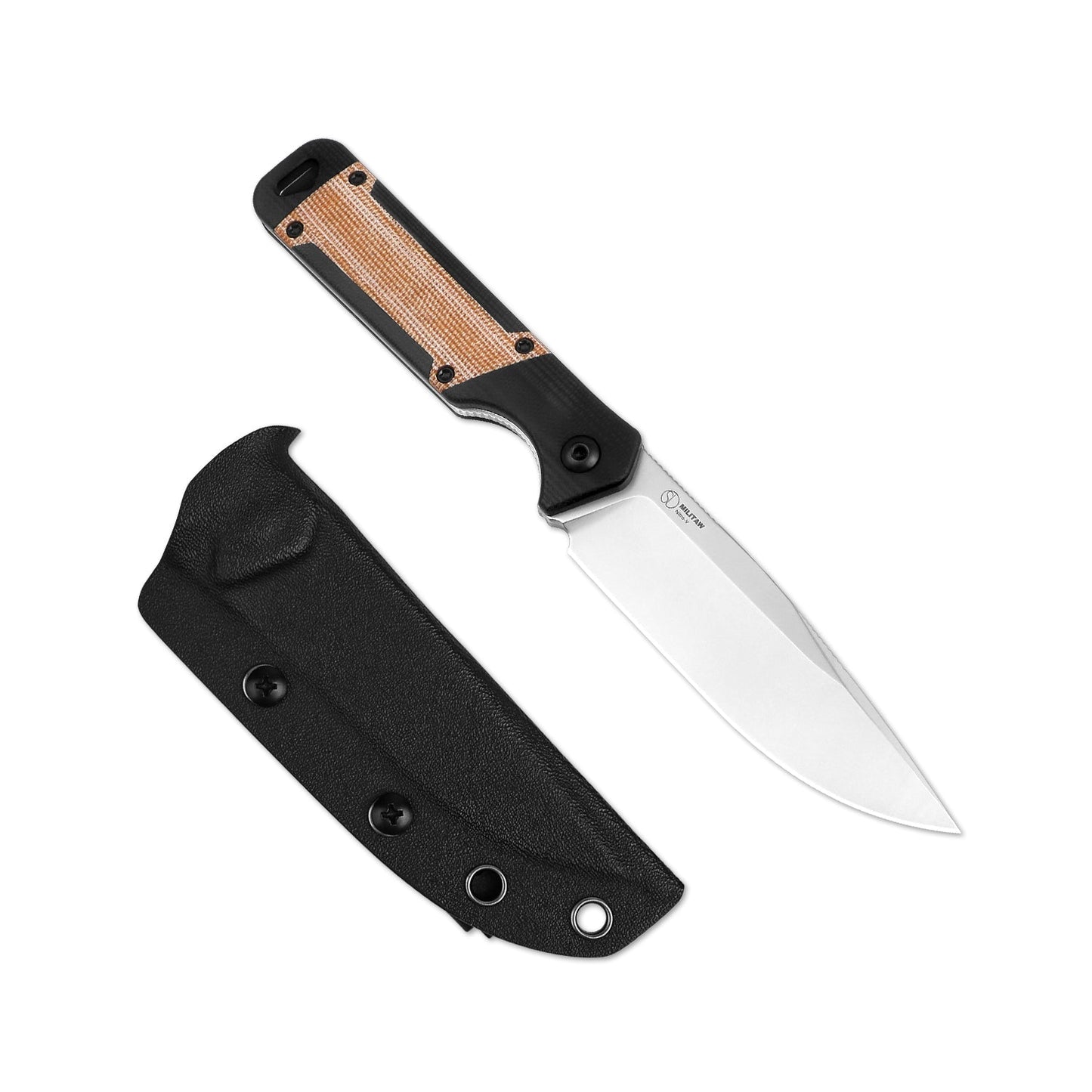 Kizer Militaw Fixed Blade 3.85" Nitro-V G10 Natural Canvas Micarta Knife 1067A2