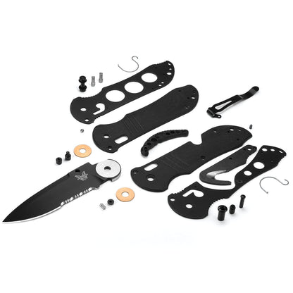 Benchmade 917SBK Tactical Triage AXIS 3.48" CPM-S30V Black Serrated G-10 Rescue Knife with Belt Cutter and Glass Breaker