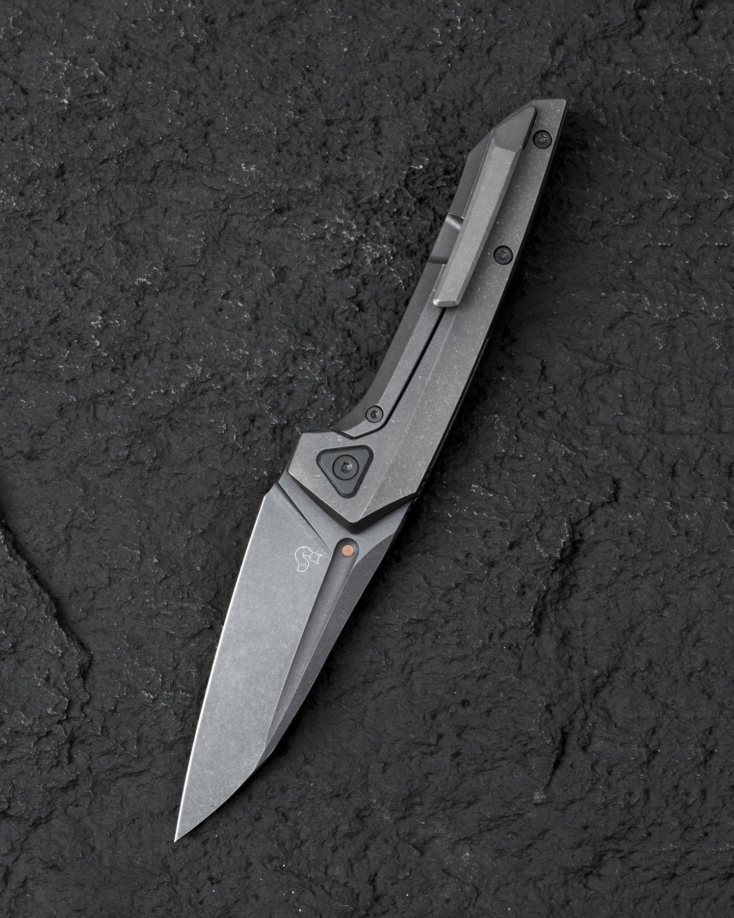 Bestech VK-Navi 3.3" Magnacut Dark Bead Blast Titanium Folding Knife by Vulpex BT2404B