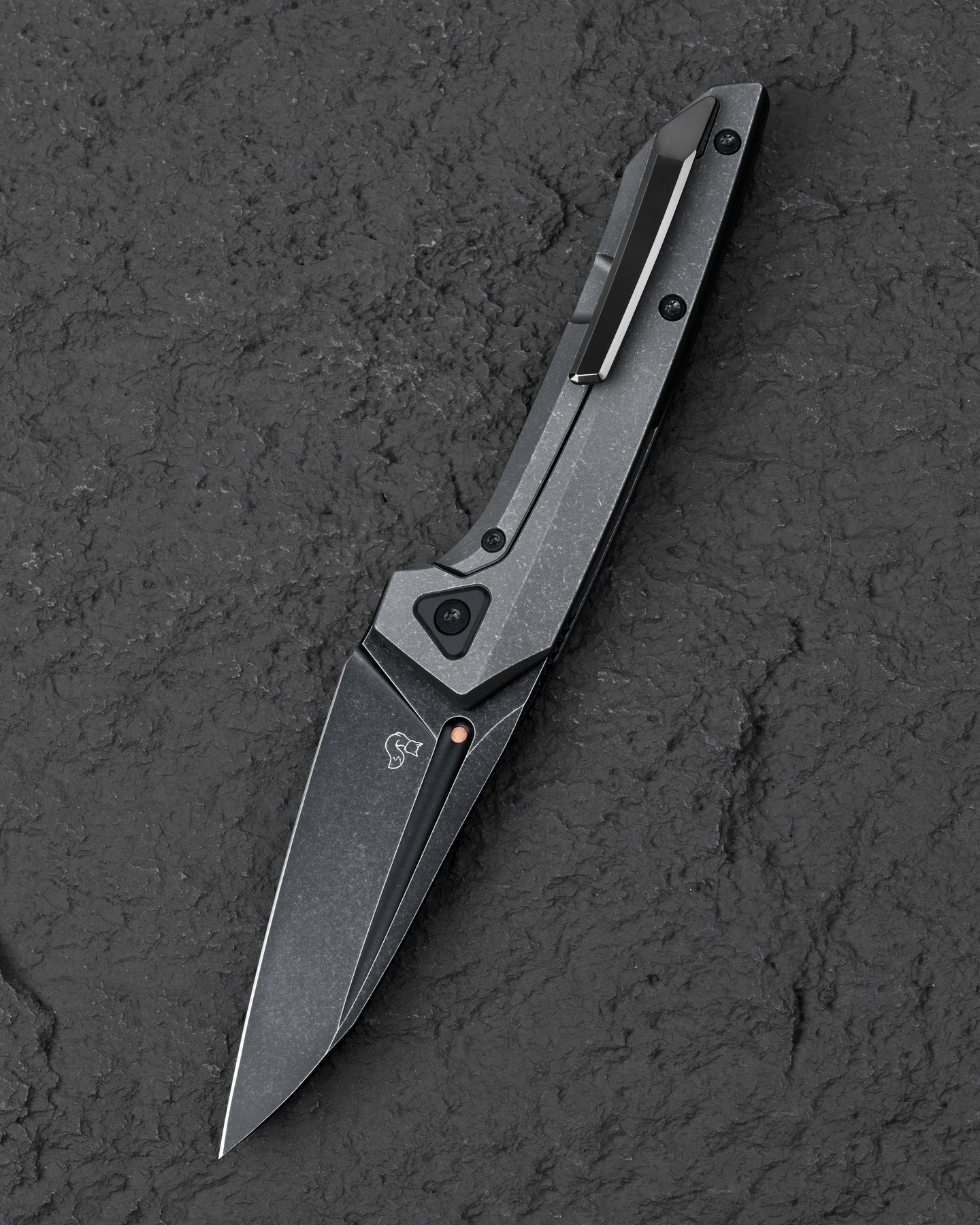 Bestech VK-Navi 3.3" Magnacut Dark Bead Blast Black Zirconium Titanium Folding Knife by Vulpex BT2404D