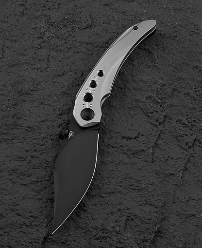 Bestech Razon 3.87" Magnacut Black Titanium Folding Knife by Kombou BT2406C