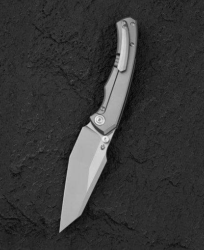 Bestech Clastic 3.62" Magnacut Bead Blast Titanium Folding Knife by Horizon Machine Works BT2407C