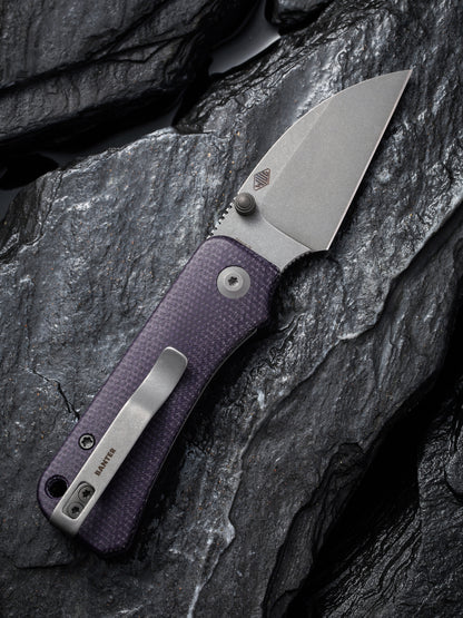 Civivi Baby Banter Wharncliffe 2.32" Nitro-V Purple Burlap Micarta Folding Knife C19068SC-2