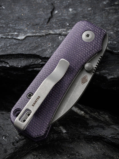 Civivi Baby Banter Wharncliffe 2.32" Nitro-V Purple Burlap Micarta Folding Knife C19068SC-2