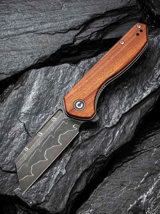 Civivi ExOne 2.94" Damascus Guibourtia Wood Folding Knife by Brian Brown C23036-DS1