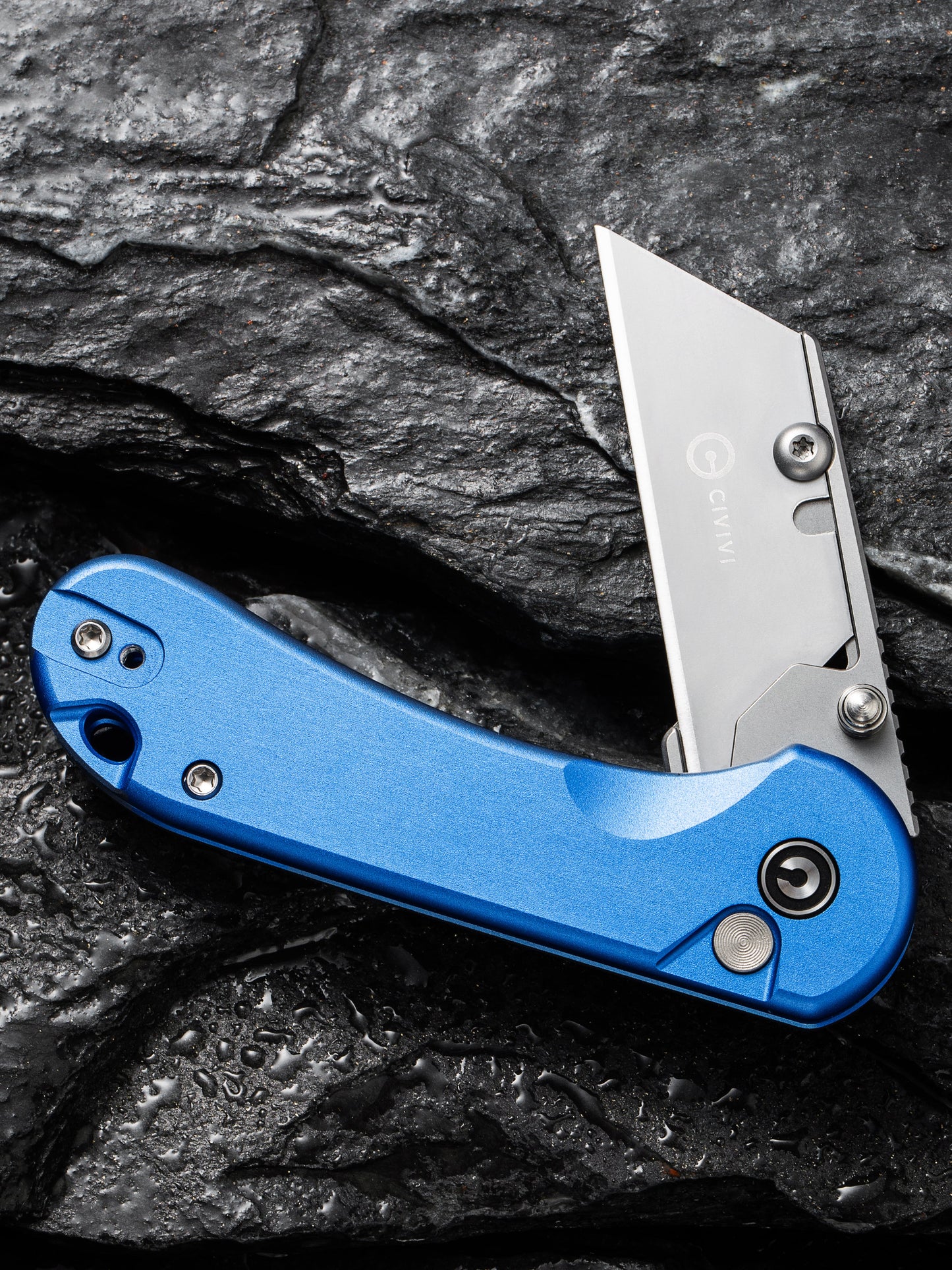 Civivi Elementum Utility Button Lock 2.26" Replaceable Blade Blue Folding Knife with 3 Extra Blades C23039B-2