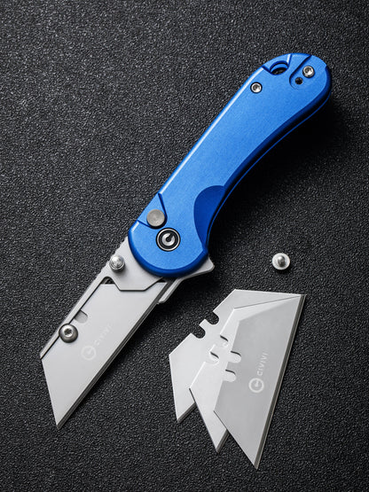 Civivi Elementum Utility Button Lock 2.26" Replaceable Blade Blue Folding Knife with 3 Extra Blades C23039B-2