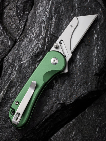 Civivi Elementum Utility Button Lock 2.26" Replaceable Blade Green Folding Knife with 3 Extra Blades C23039B-3