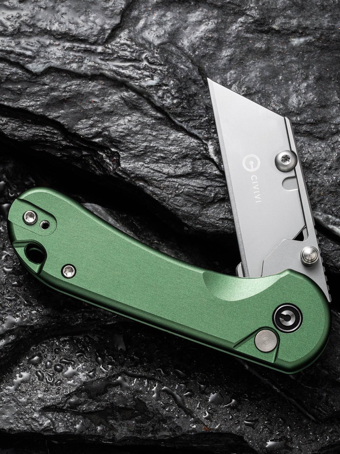 Civivi Elementum Utility Button Lock 2.26" Replaceable Blade Green Folding Knife with 3 Extra Blades C23039B-3