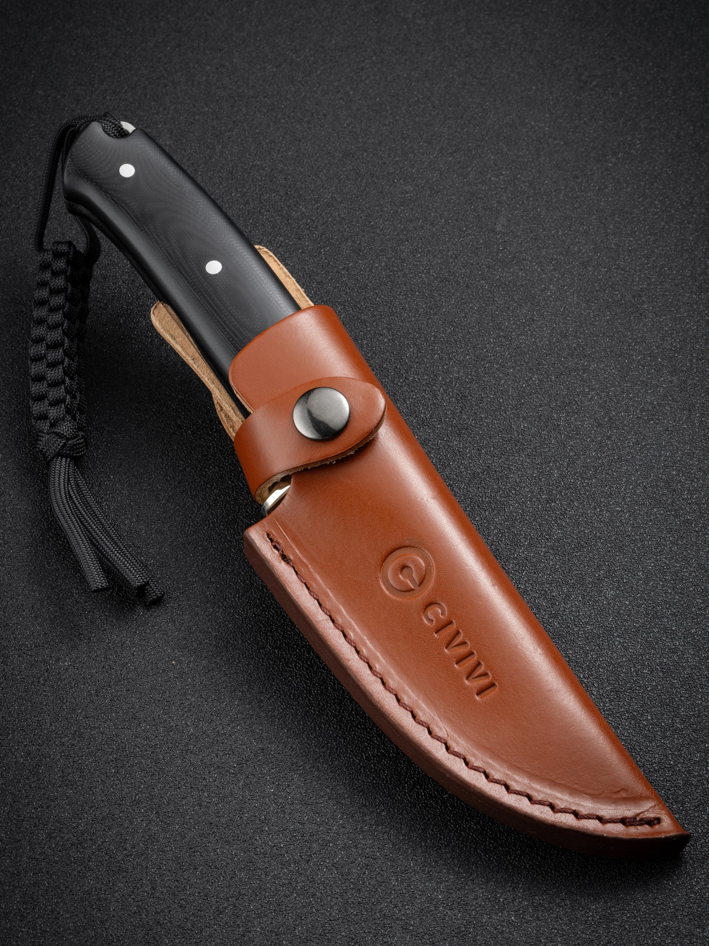 Civivi Cloud Peak 4.6" Nitro-V G10 Fixed Blade Knife with Leather Sheath C23044-1