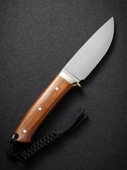 Civivi Cloud Peak 4.6" Nitro-V Guibourtia Wood Fixed Blade Knife with Leather Sheath C23044-3