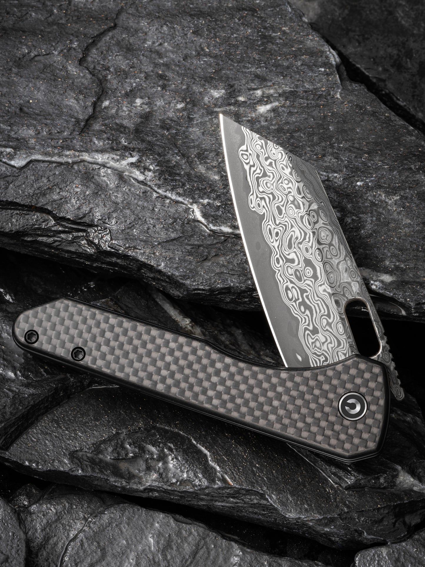 Civivi Nugz 3.17" Damascus Twill Carbon Fiber G10 Folding Knife by Matthew Wehrwein C23060-DS1