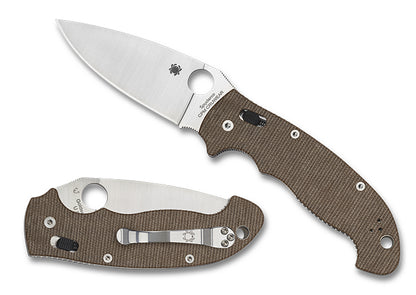 Spyderco Manix 2 XL 3.85" CPM Cru-Wear Brown Canvas Micarta Folding Knife C95MPCW2