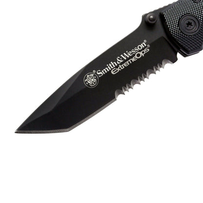 Smith & Wesson Extreme Ops 3.25" 7Cr17MoV Serrated Black Aluminium Folding Knife CK5TBS