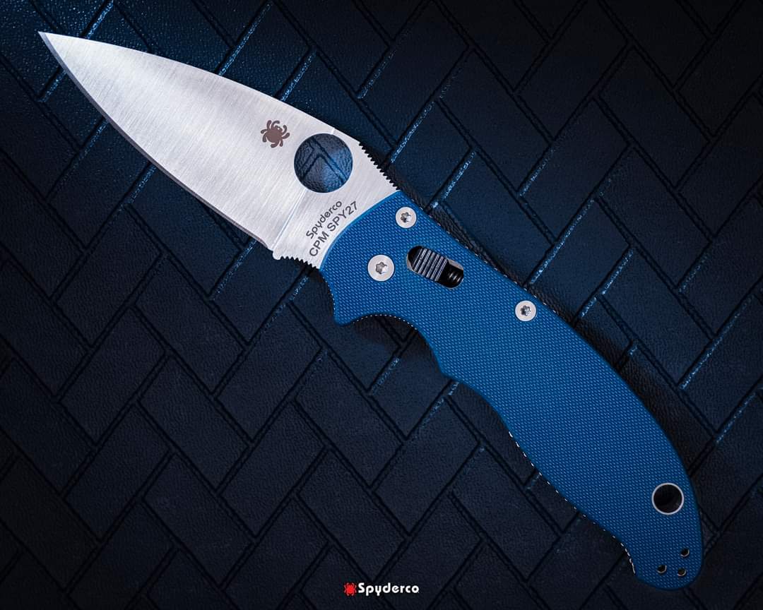 Spyderco Manix 2 3.37" CPM SPY27 Cobalt Blue G10 Folding Knife C101GPCBL2