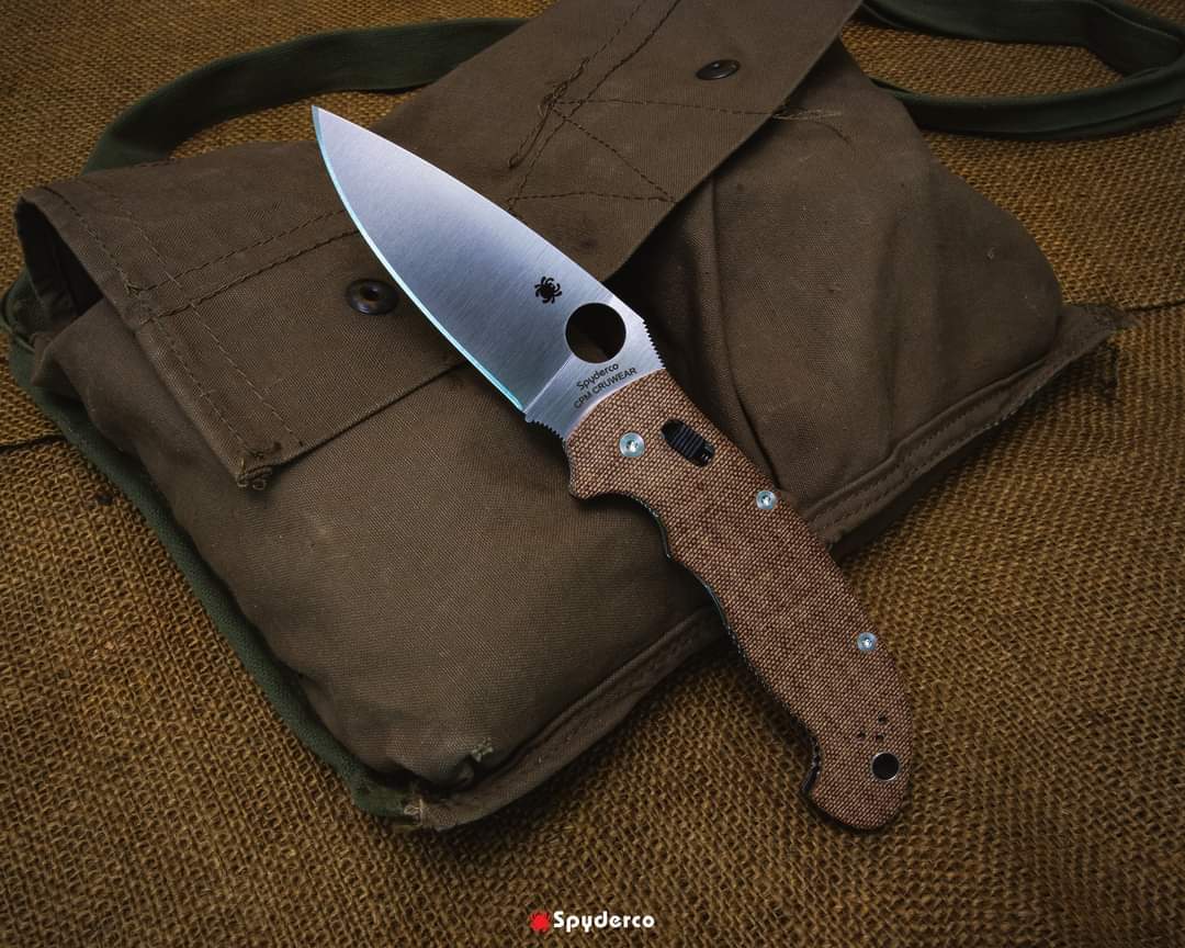 Spyderco Manix 2 XL 3.85" CPM Cru-Wear Brown Canvas Micarta Folding Knife C95MPCW2