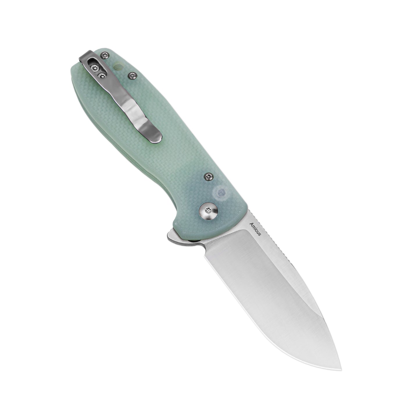 Kizer Amicus 2.95" 9Cr18MoV Jade G10 Button-Lock Folding Knife L3002A2