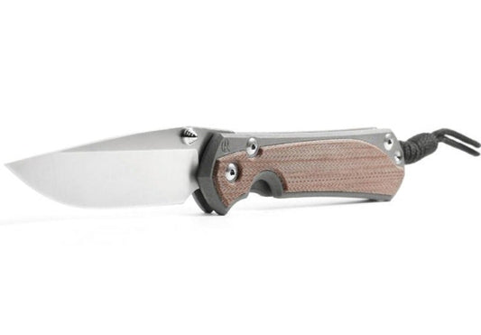 Chris Reeve Large Sebenza 31 Natural Canvas Micarta 3.61" CPM Magnacut Titanium Folding Knife L31-1212