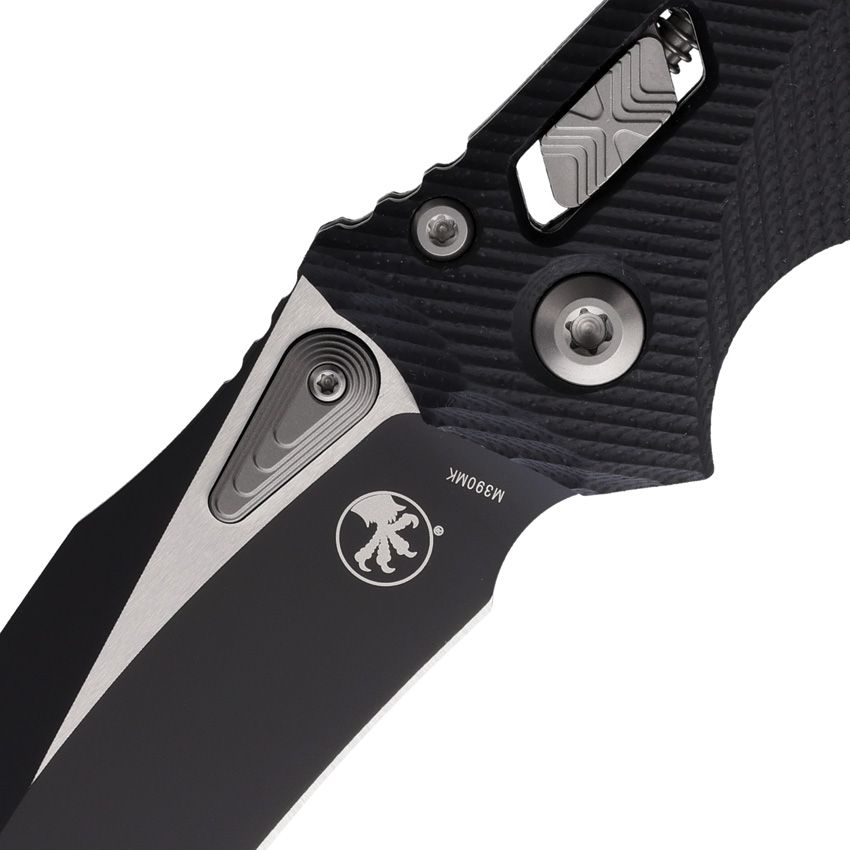 Microtech Amphibian Ram-Lok 3.9" M390MK Two-Tone Black Fluted G10 Folding Knife