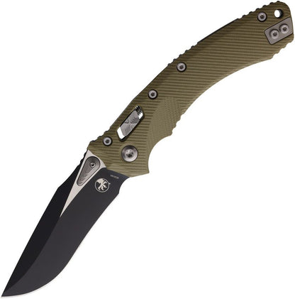 Microtech Amphibian Ram-Lok 3.9" M390MK Two-Tone OD Green Fluted G10 Folding Knife