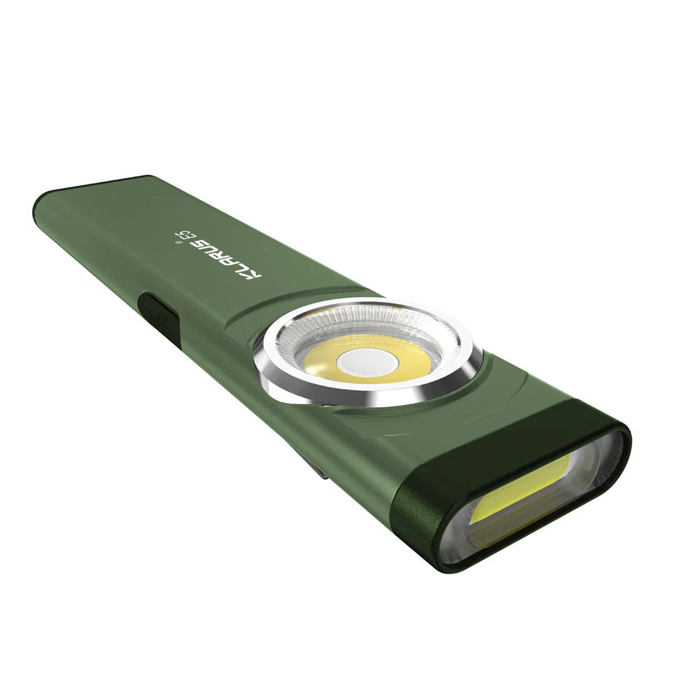 Klarus E5 470LM Green Compact Magnetic USB-C Fast Charging Dual COB LED Flashlight